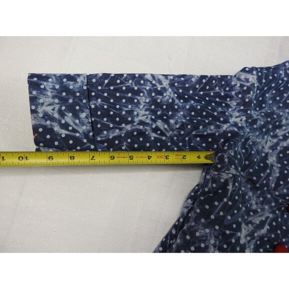 Maria Elena Girls 4T Hooded Coat Blue White Polka Dot Red Fleece Lined Owl Appli - Picture 7 of 8